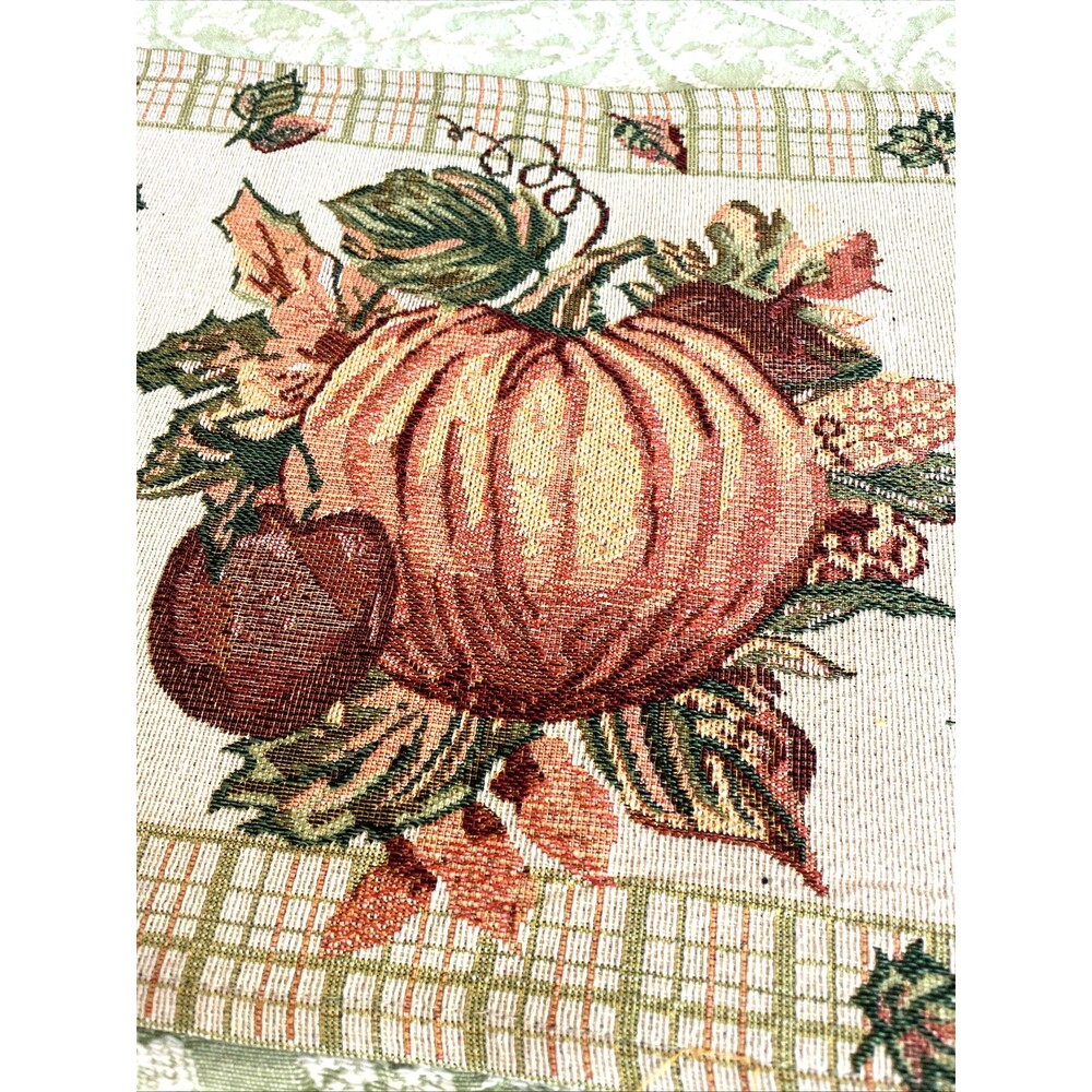 Tapestry Pumpkin Table Runner Fall Autumn Thanksgiving Harvest 12x69” Woven